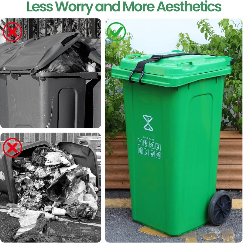 QUFA Metal Non-Slip Double Claw Trash Can Lid Lock, Adjustable Animal-Proof & Windproof Garbage Can Lock, Universal Fit for 28-96 Gallon Outdoor Bins (1) - Image 3